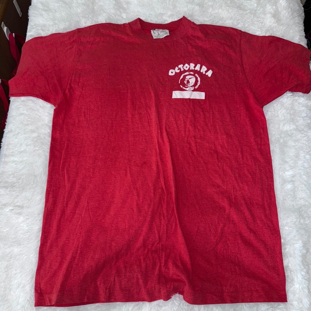 Vintage 80s College Lane Octorara Braves T Shirt Mens XL‎ Red Graphic Tee